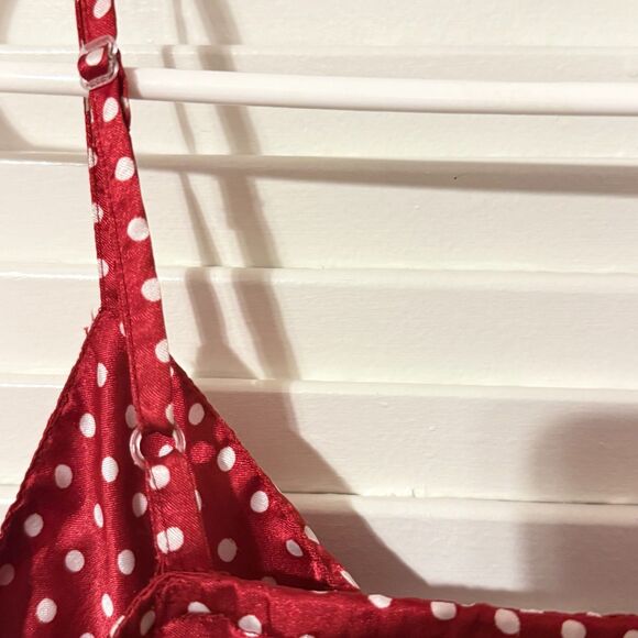 Wet Seal VTG Y2K Coquette Red Polka Dot Satin 90s Babydoll Dress Size Medium - Picture 13 of 13